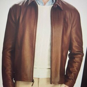 Polo Ralph Lauren Brown  Leather Bomber Jacket Size L